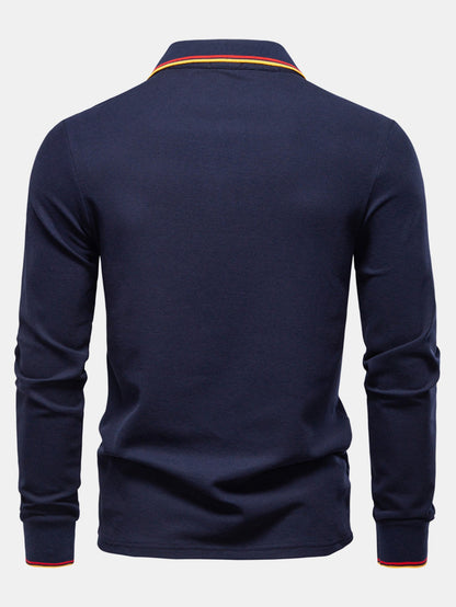 Long Sleeved Contrast Polo Shirt