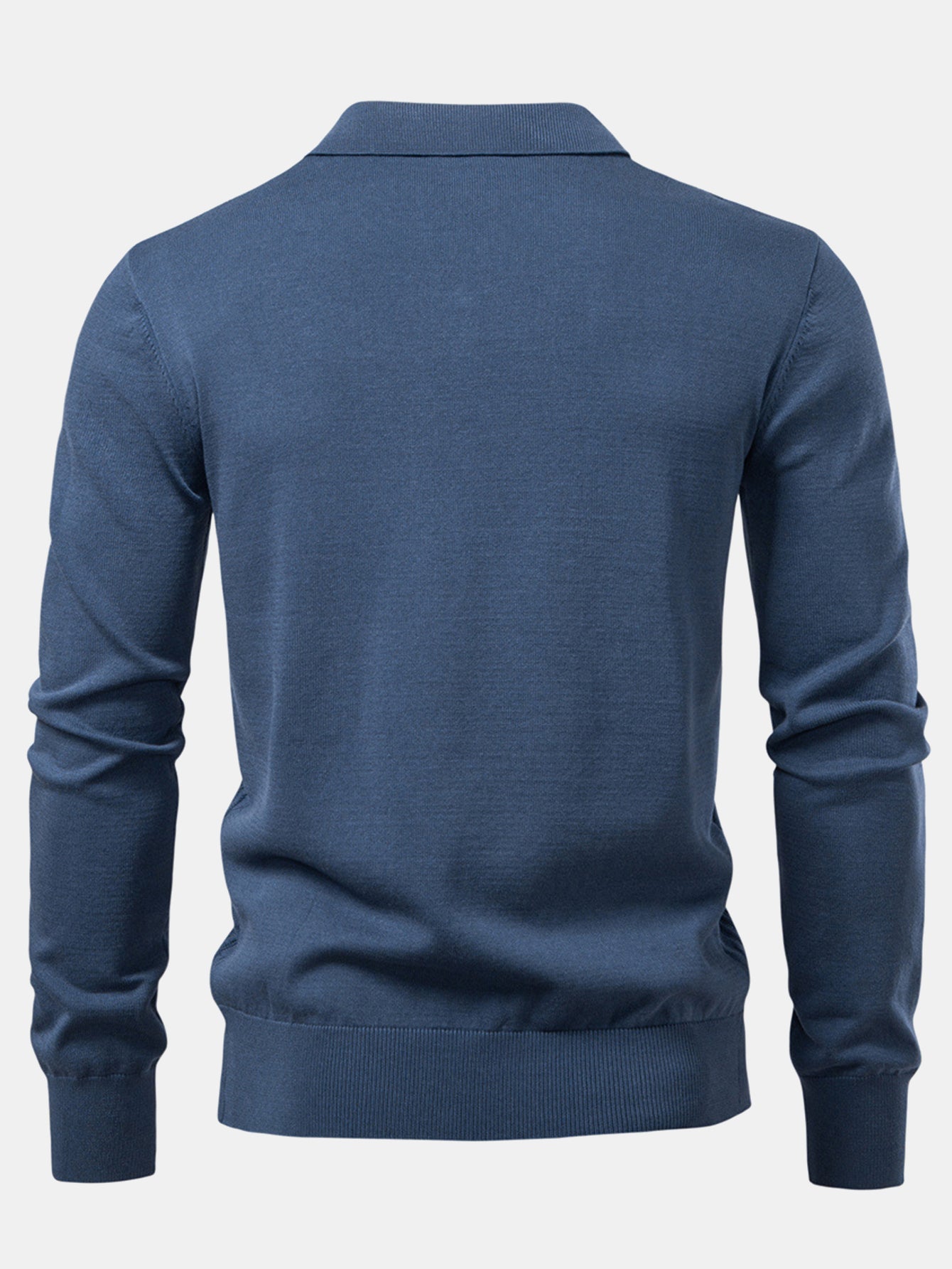 Long Sleeve V-Neck Knit Polo Shirt
