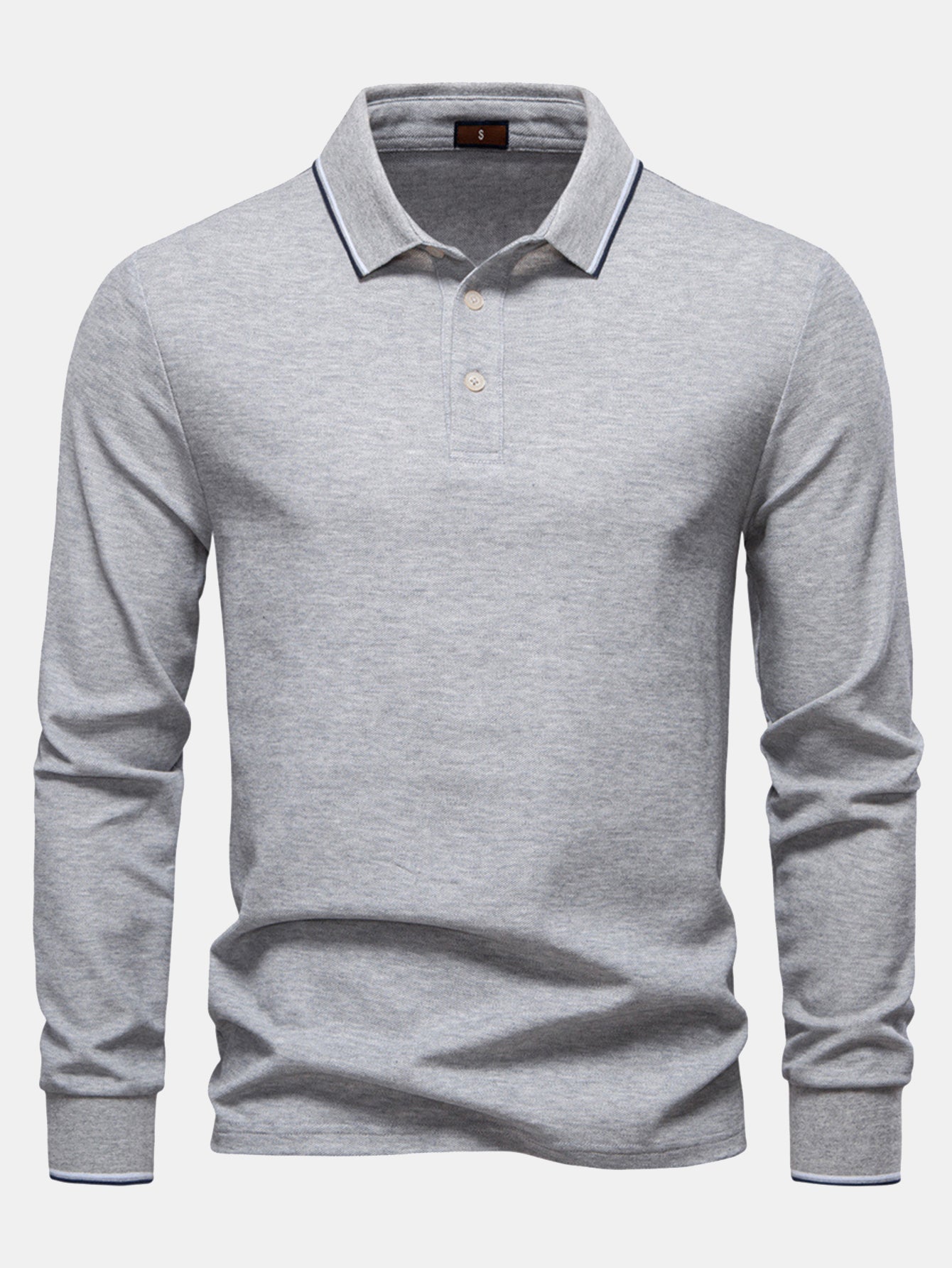 Long Sleeved Contrast Polo Shirt