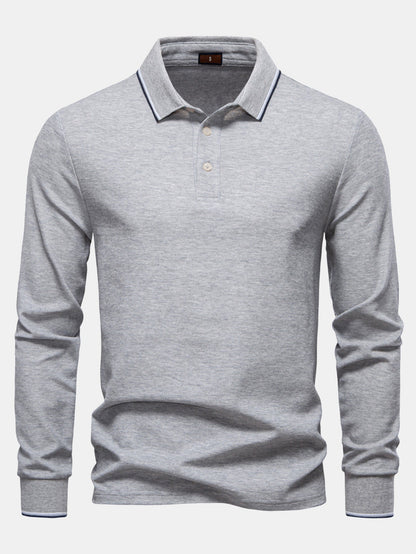 Long Sleeved Contrast Polo Shirt