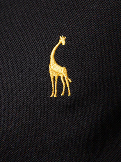 Long Sleeved Giraffe Embroidery Polo Shirt