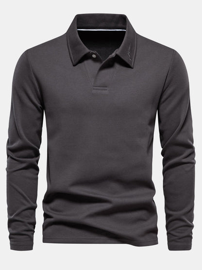 Long Sleeved V-Neck Polo Shirt