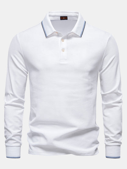 Long Sleeved Contrast Polo Shirt