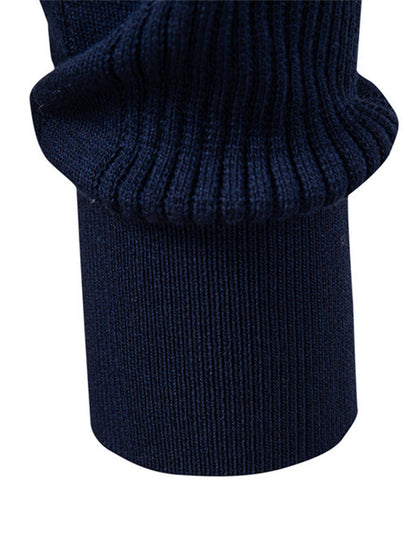 Long Sleeved Knitted Stripe Jacquard Polo Shirt