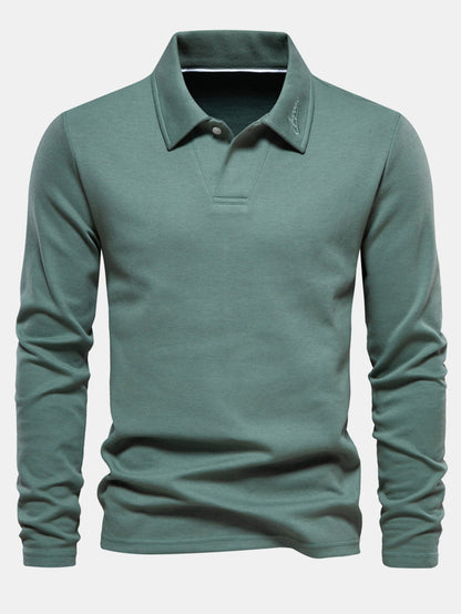 Long Sleeved V-Neck Polo Shirt