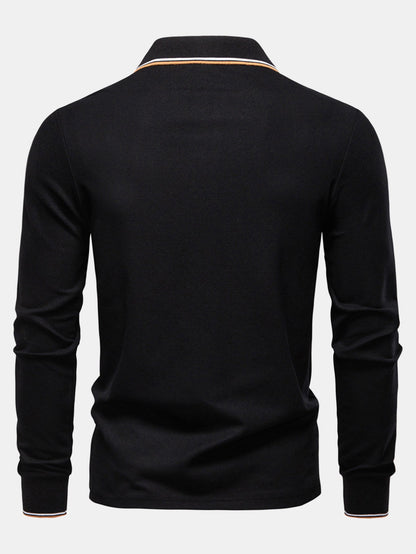 Long Sleeved Contrast Polo Shirt