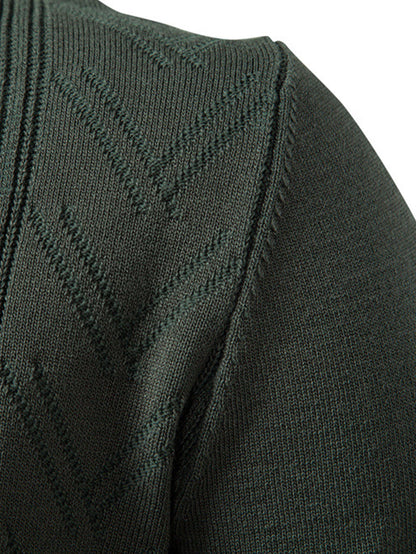 Long Sleeve V-Neck Knit Polo Shirt