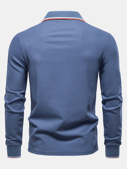 Long Sleeved Contrast Polo Shirt