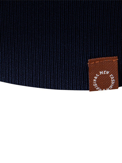 Long Sleeved Knitted Stripe Jacquard Polo Shirt