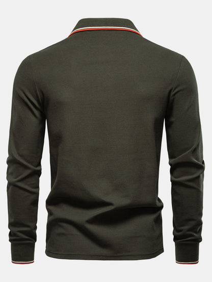 Long Sleeved Contrast Polo Shirt
