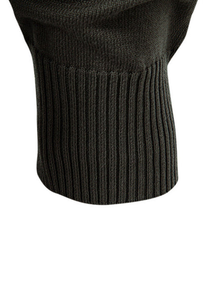 Long Sleeved Knitted Geometric Jacquard Zippe Polo Shirt