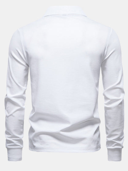 Long Sleeved Giraffe Embroidery Polo Shirt