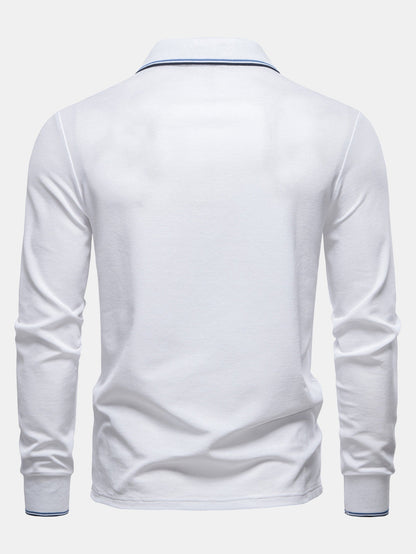 Long Sleeved Contrast Polo Shirt