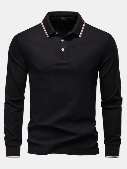 Long Sleeved Contrast Polo Shirt