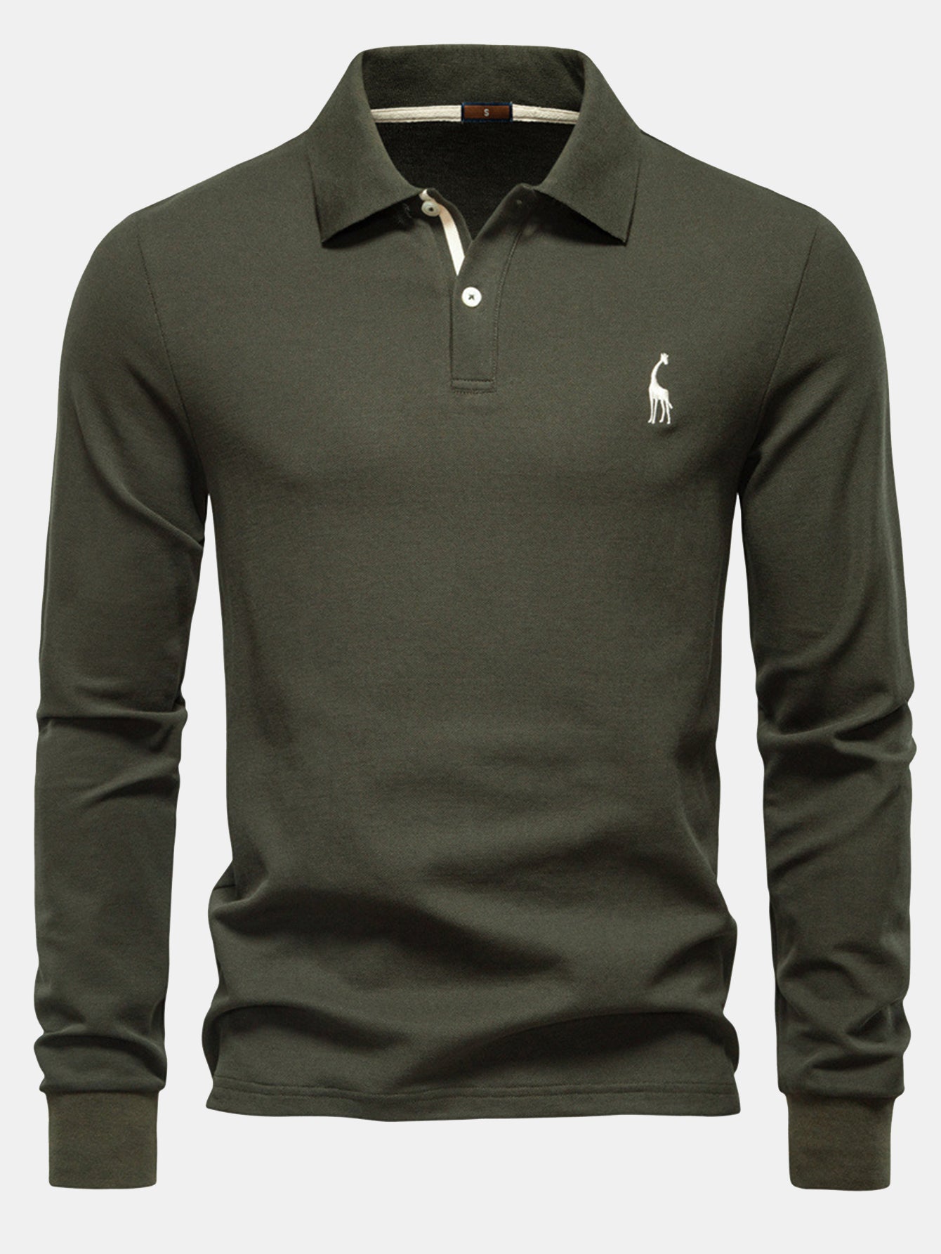 Long Sleeved Giraffe Embroidery Polo Shirt