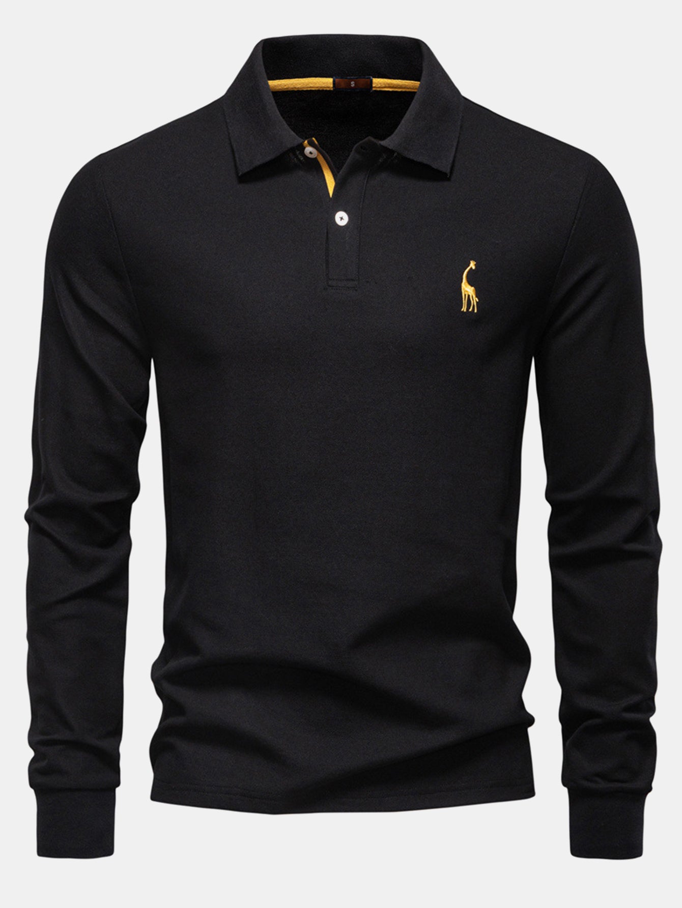 Long Sleeved Giraffe Embroidery Polo Shirt