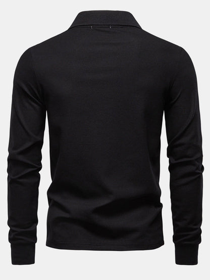 Long Sleeved Giraffe Embroidery Polo Shirt