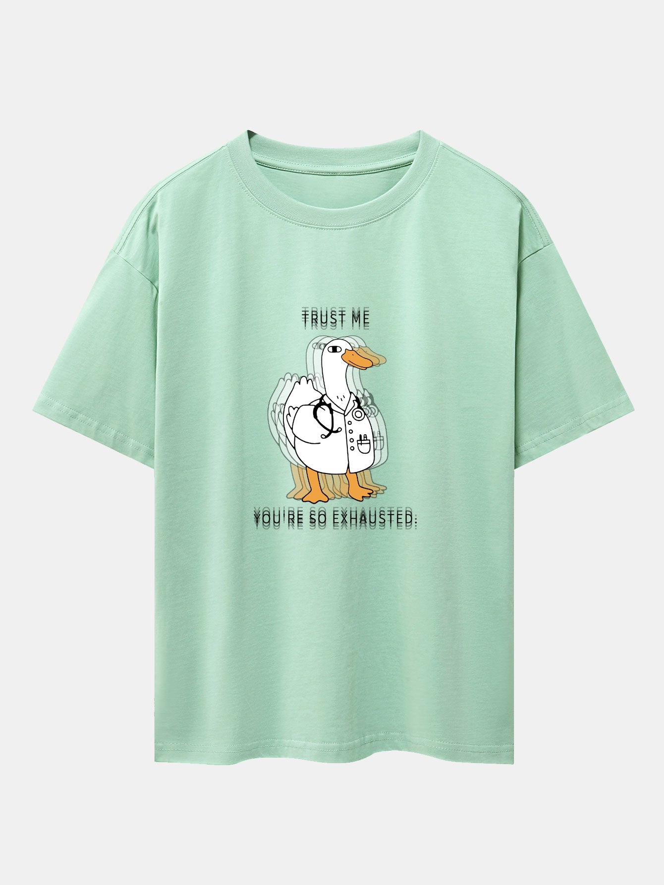 Funny Doctor Goose Print Drop Shoulder Oversize T-Shirt