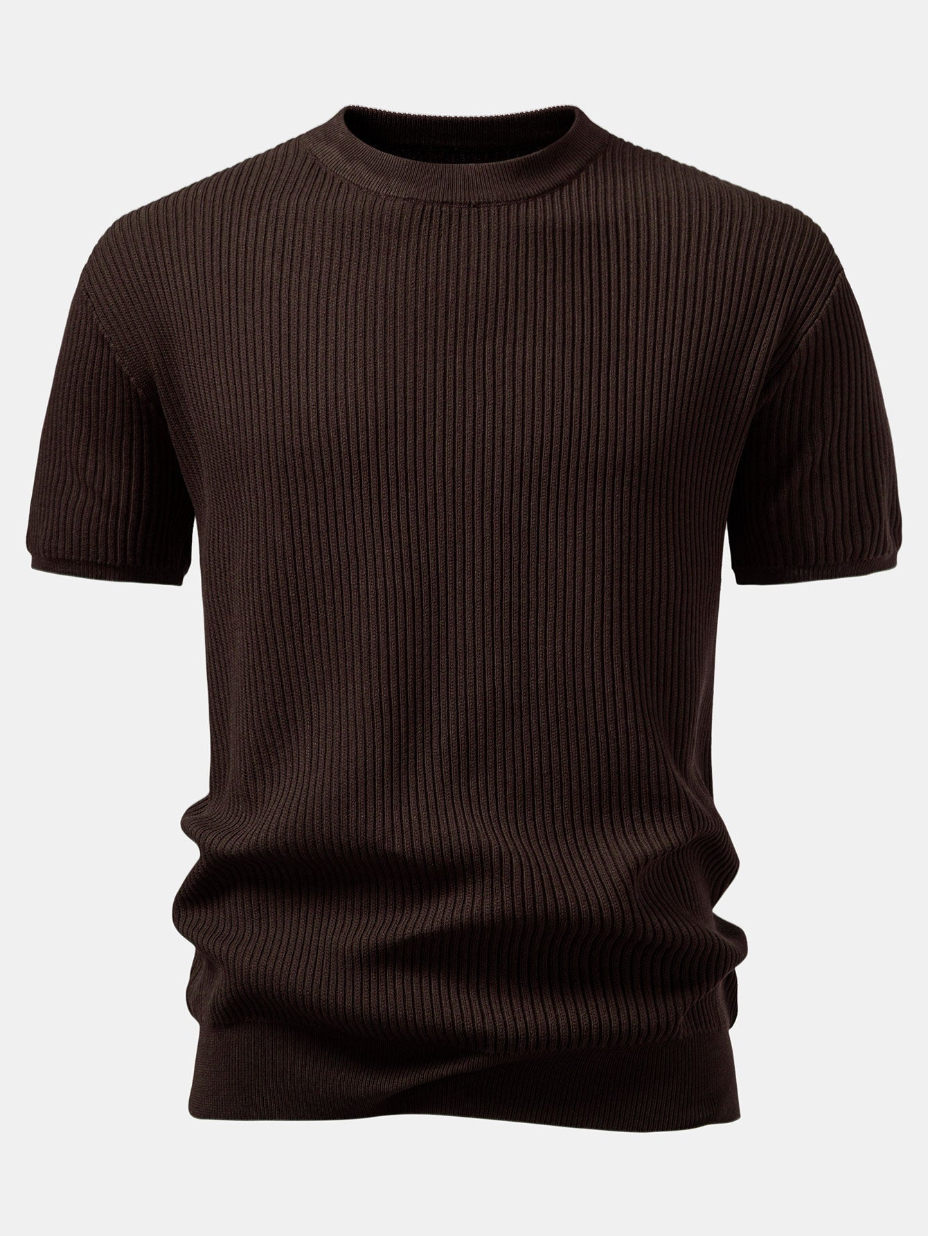 Ribbed Crew Neck Sweater Knitted T-Shirt
