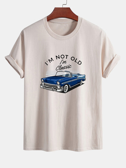 Regular Fit Car Slogan Print Cotton T-Shirt