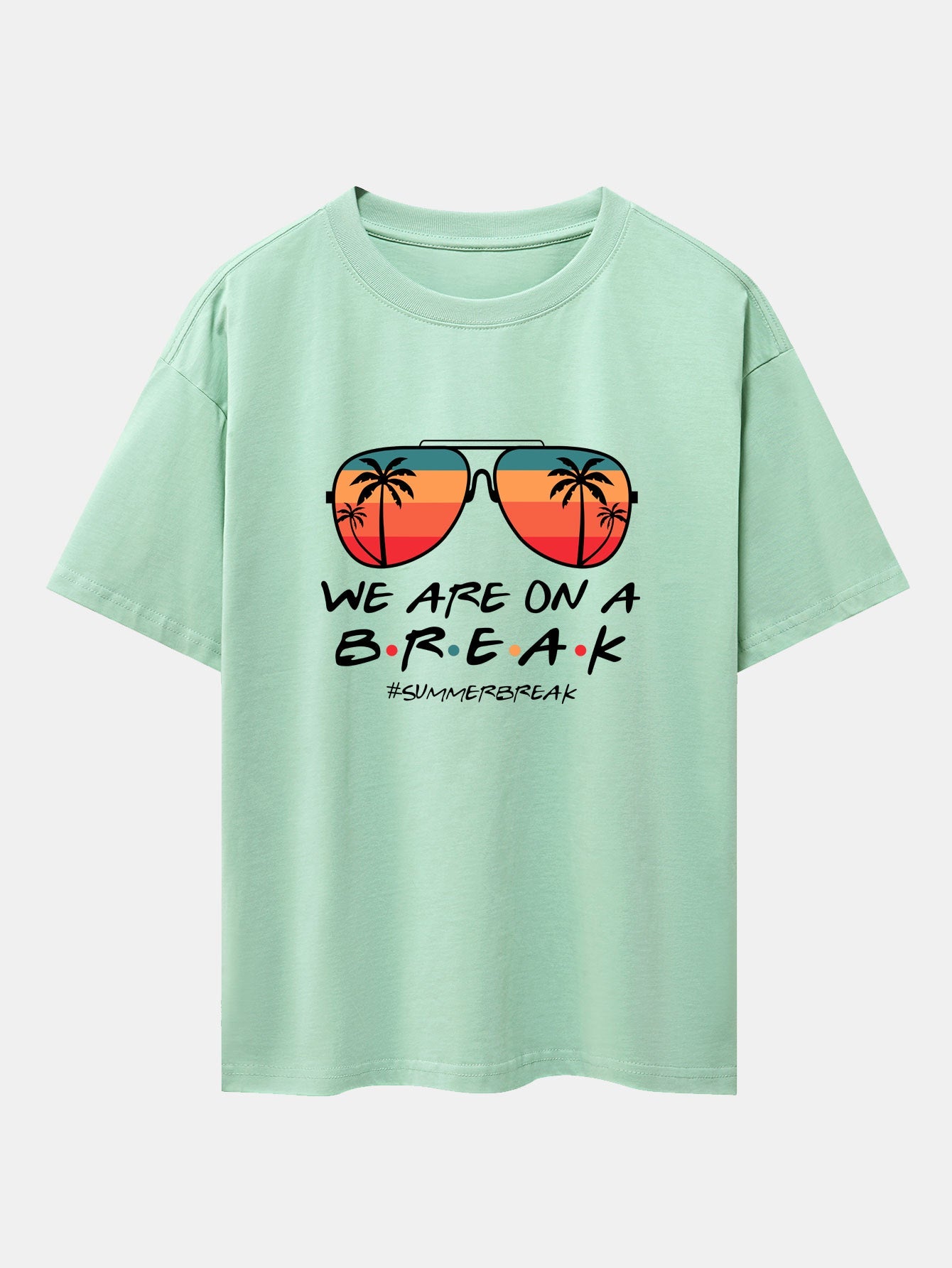 Sunglasses Palm Tree Print Drop Shoulder Oversize T-Shirt