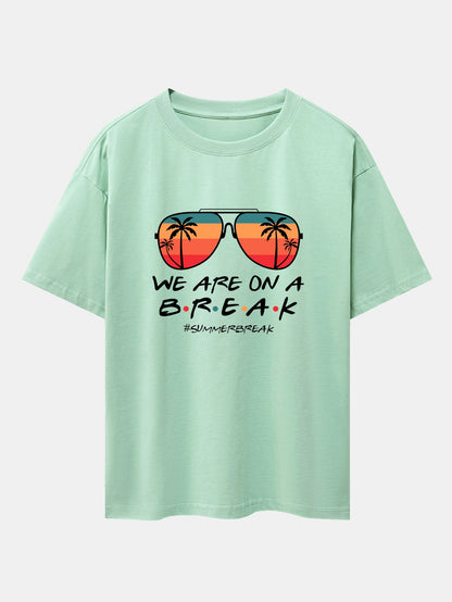 Sunglasses Palm Tree Print Drop Shoulder Oversize T-Shirt
