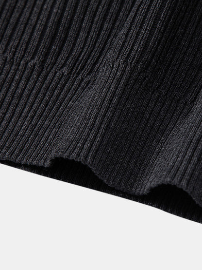 Striped Gradient Knitted Polo Shirt