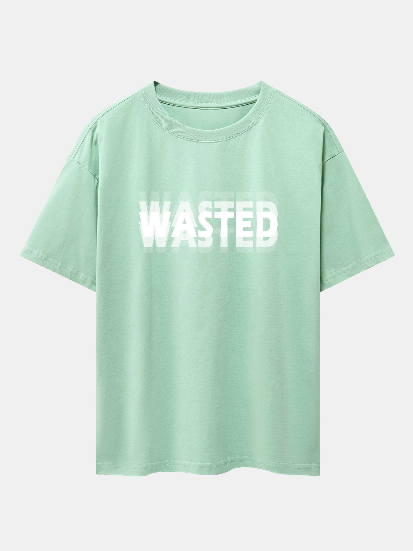 Wasted Print Drop Shoulder Oversize T-Shirt