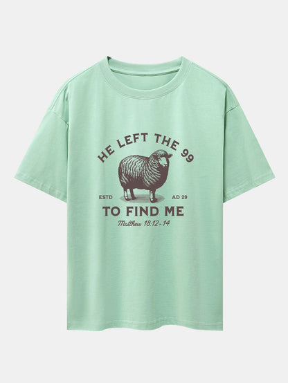 The Lost Lamb Print Drop Shoulder Oversize T-Shirt