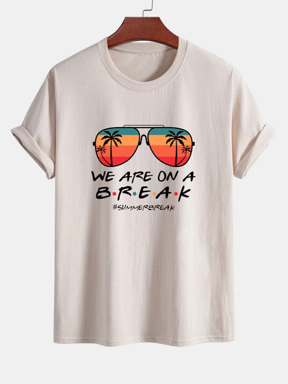 Regular Fit Sunglasses Palm Tree Print Cotton T-Shirt