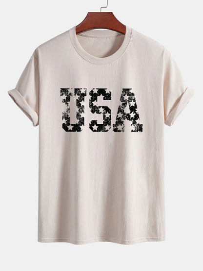 Regular Fit USA Print Cotton T-Shirt