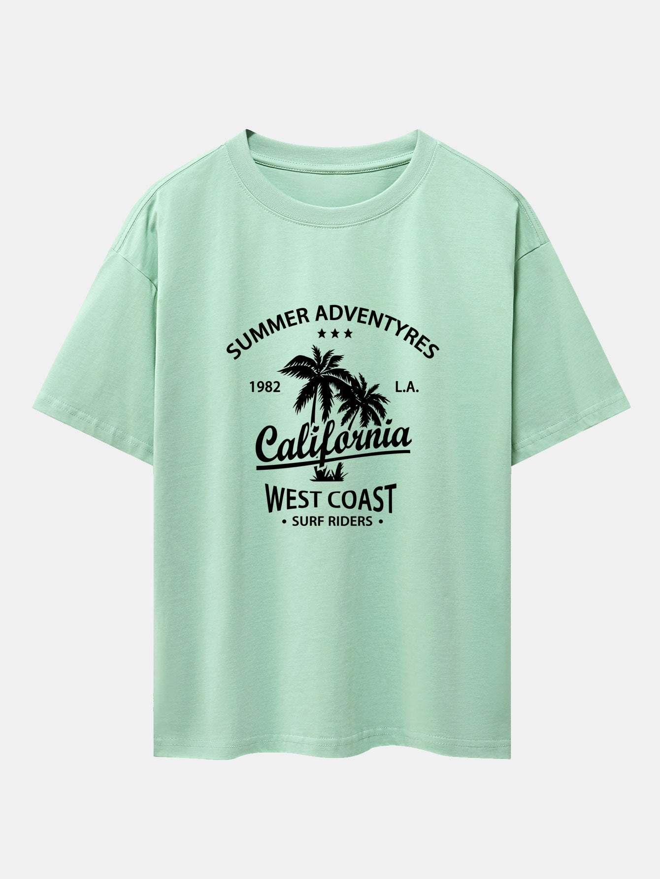 California Palm Tree Print Drop Shoulder Oversize T-Shirt