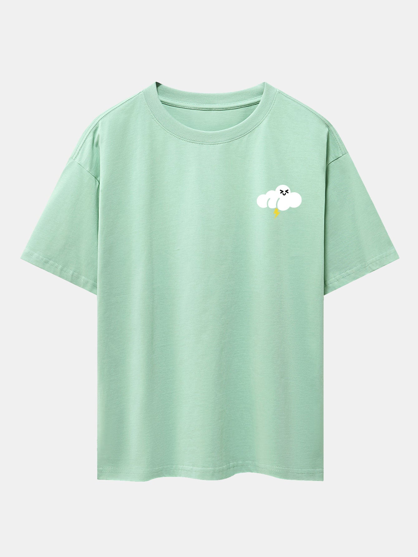 Thundercloud Print Drop Shoulder Oversize T-Shirt