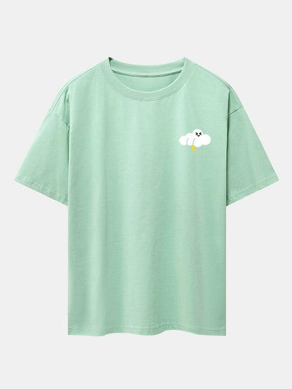 Thundercloud Print Drop Shoulder Oversize T-Shirt