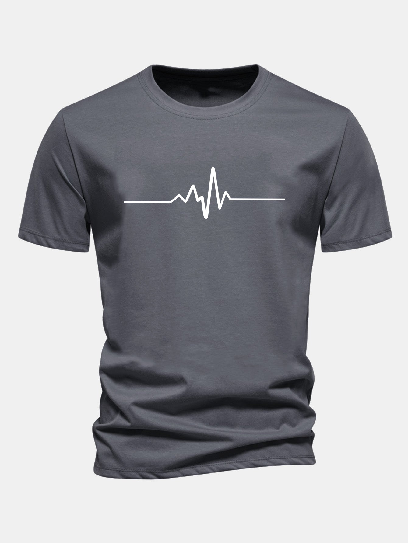 Regular Fit Heartbeat Flatline Print Cotton T-Shirt