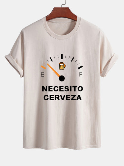 Regular Fit I Need Beer Print Cotton T-Shirt