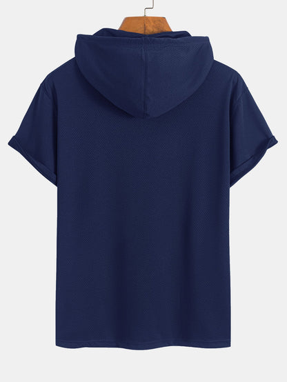 Athletic Mesh Kangaroo Pocket Hooded T-Shirt