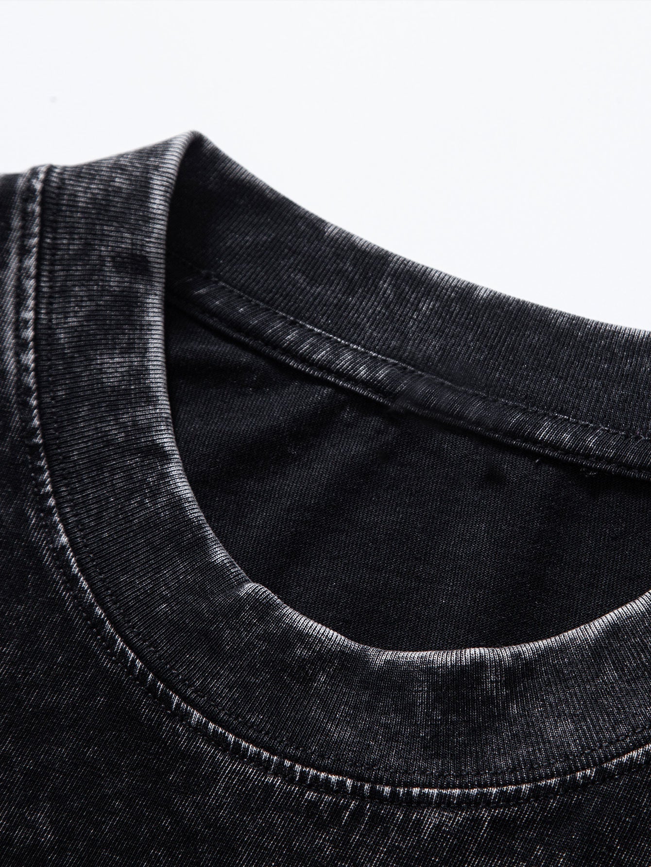 Focus Slogan Print Relax Fit Washed Distressed T-Shirt
