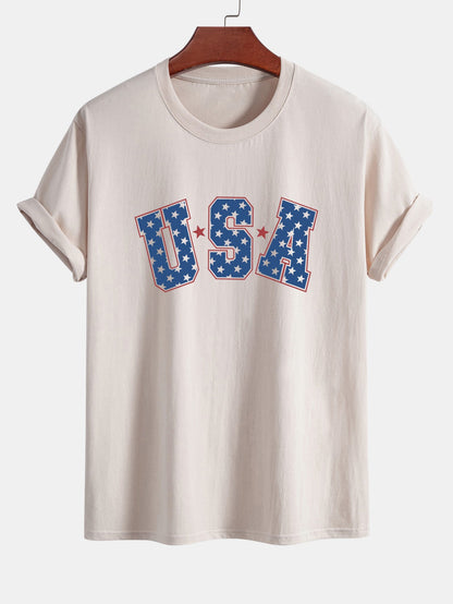 Regular Fit USA Print Cotton T-Shirt