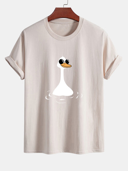 Regular Fit Sunglasses Goose Print Cotton T-Shirt