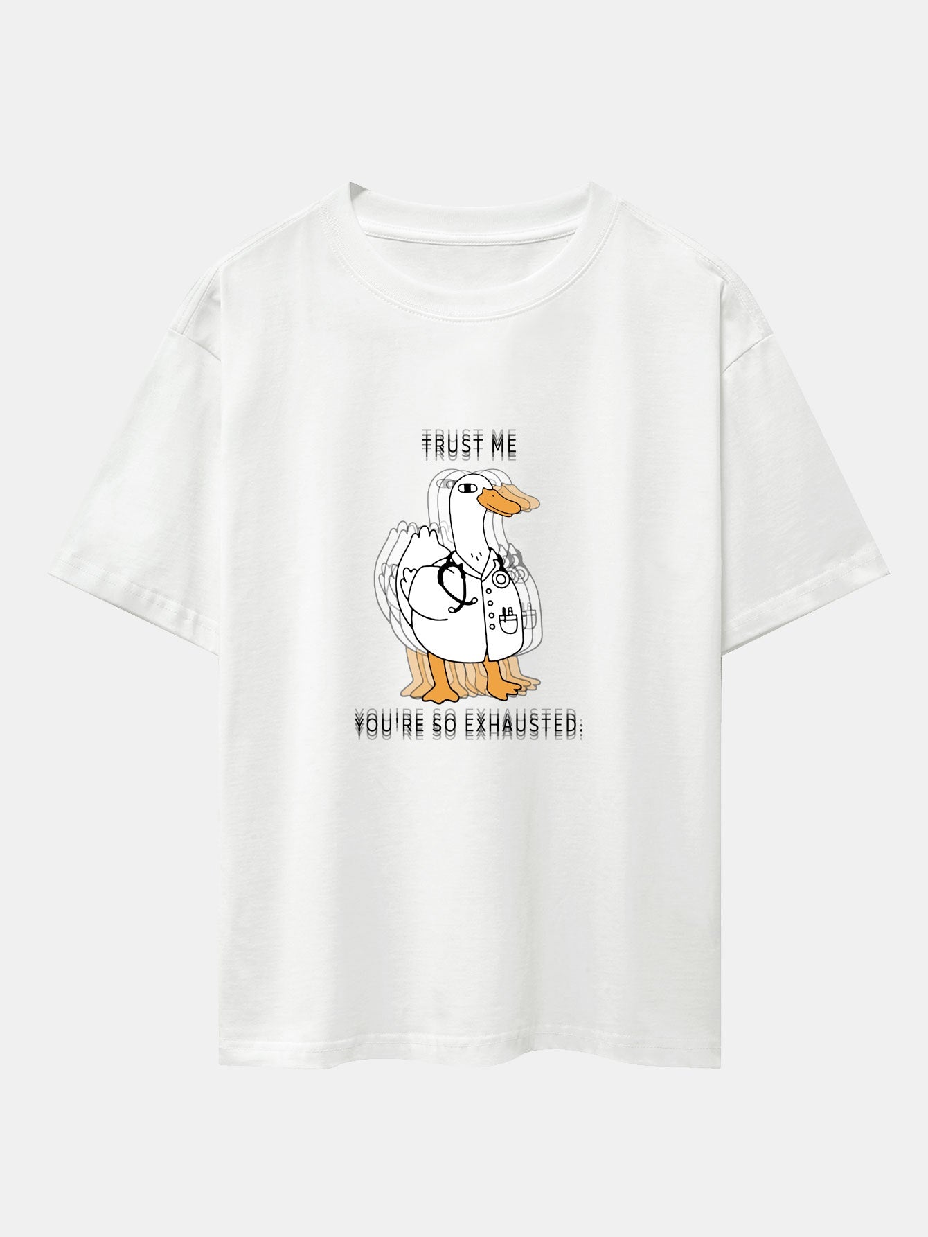 Funny Doctor Goose Print Drop Shoulder Oversize T-Shirt
