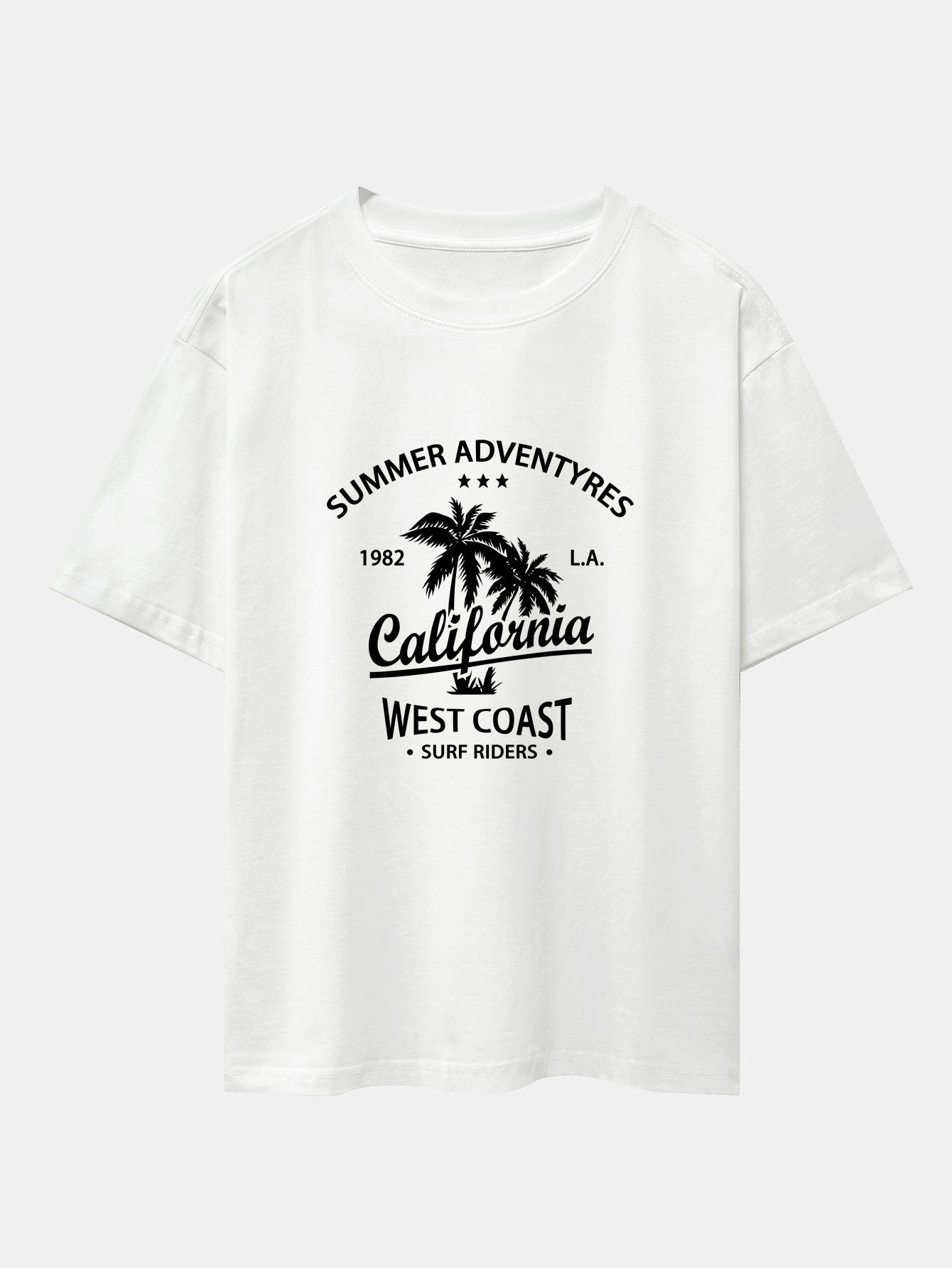 California Palm Tree Print Drop Shoulder Oversize T-Shirt