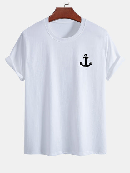 Regular Fit Anchor Print Cotton T-Shirt