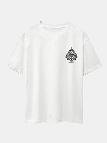 Ace Of Spades Print Drop Shoulder Oversize T-Shirt