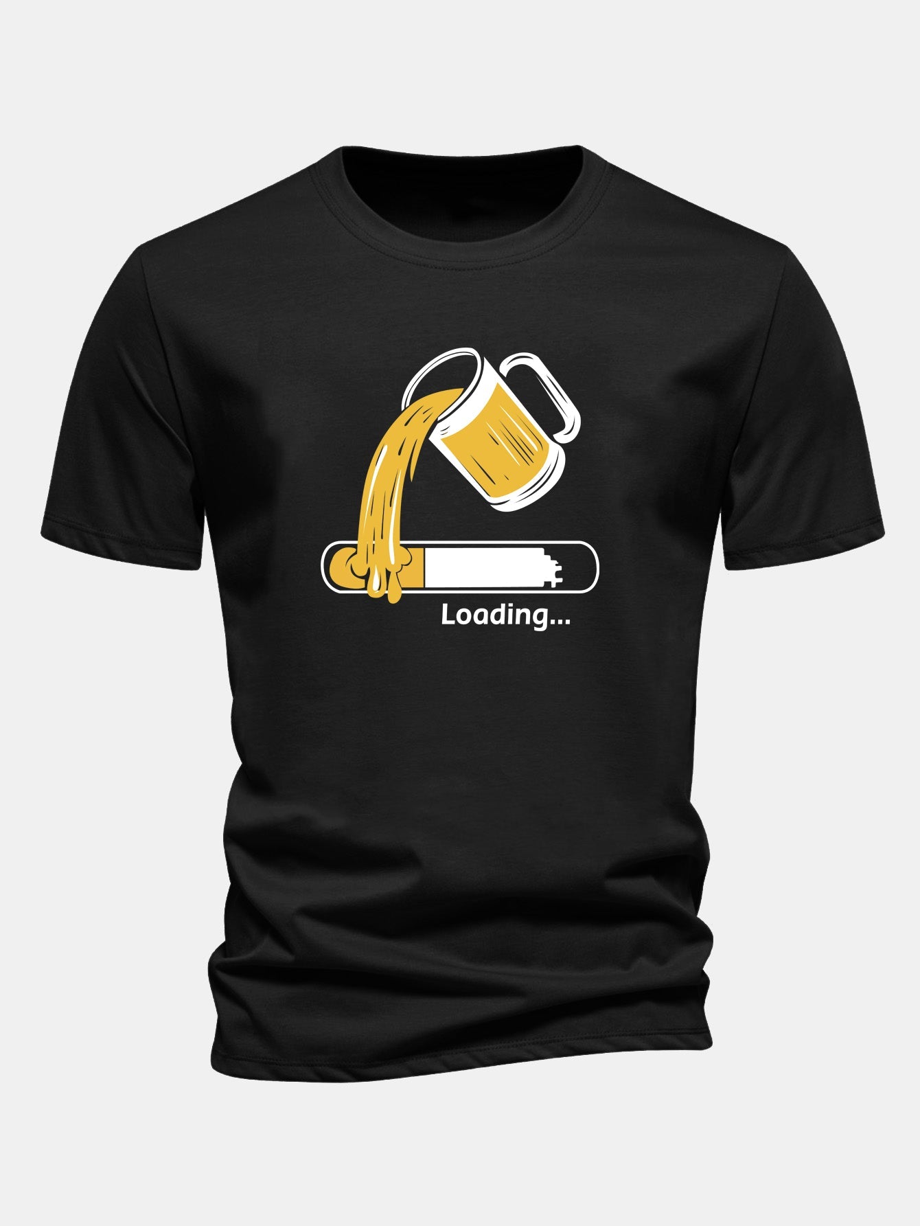Regular Fit Beer Loading Print Cotton T-Shirt