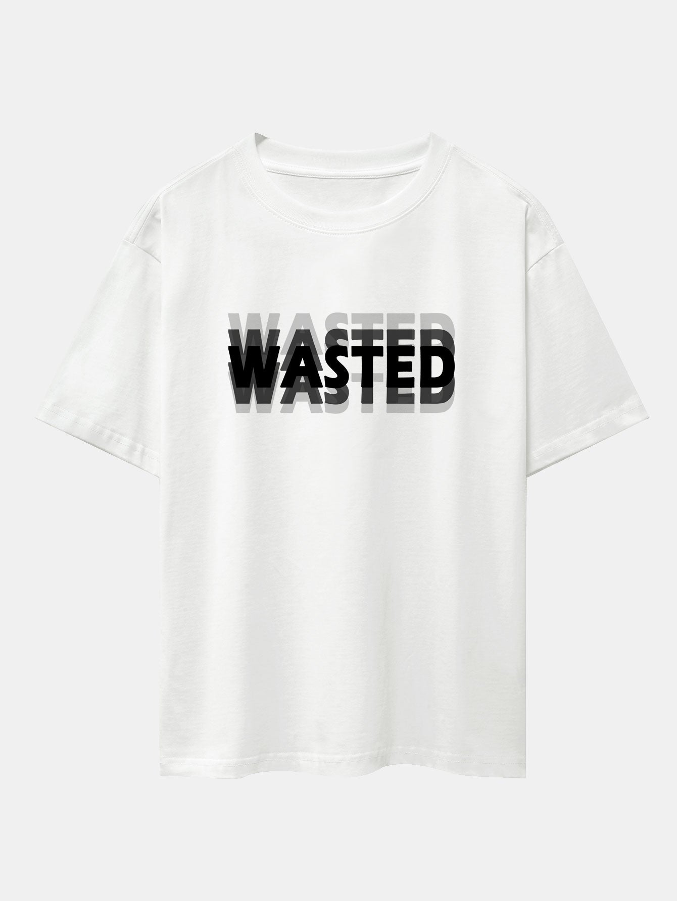 Wasted Print Drop Shoulder Oversize T-Shirt