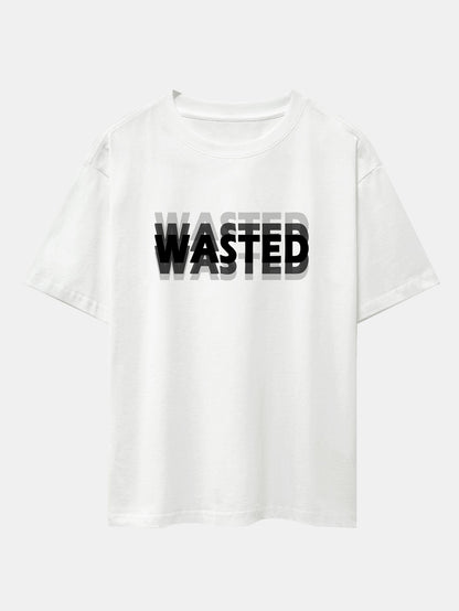 Wasted Print Drop Shoulder Oversize T-Shirt