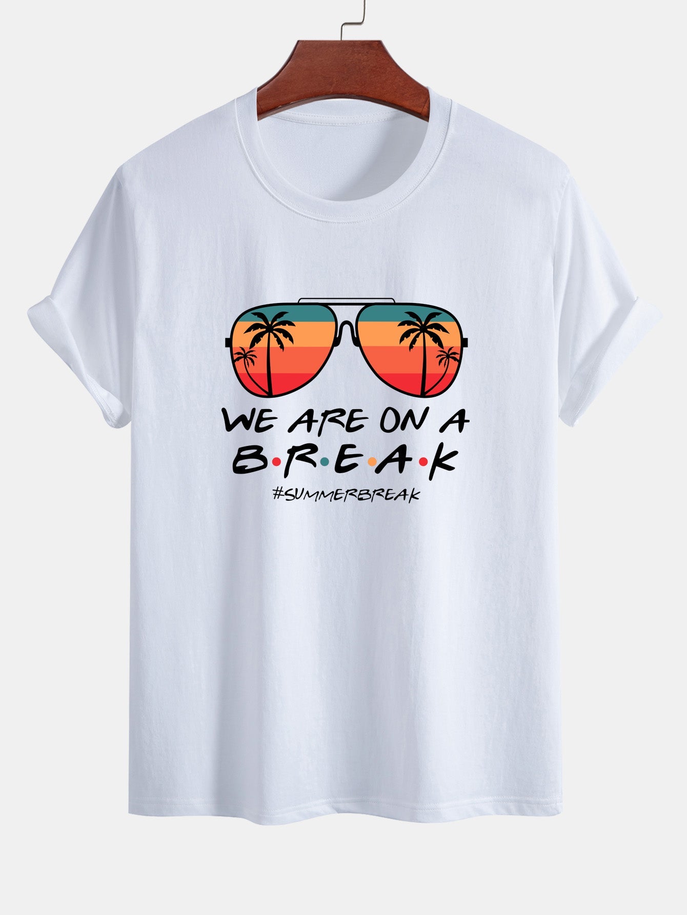 Regular Fit Sunglasses Palm Tree Print Cotton T-Shirt