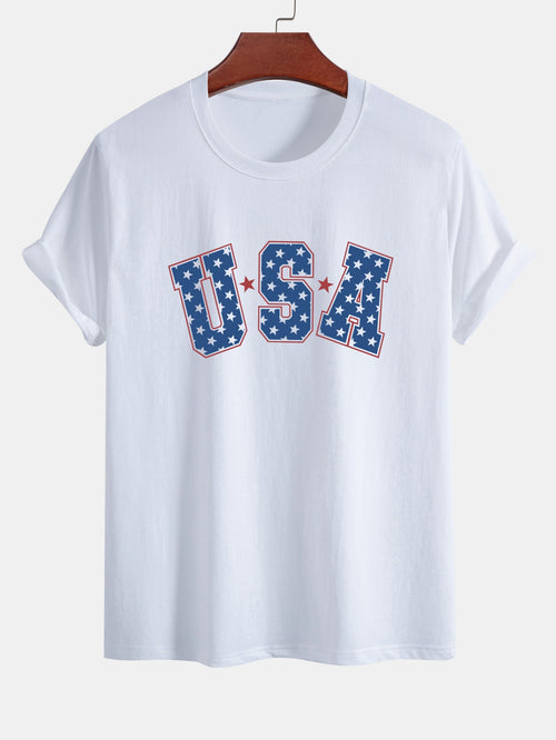 Regular Fit USA Print Cotton T-Shirt