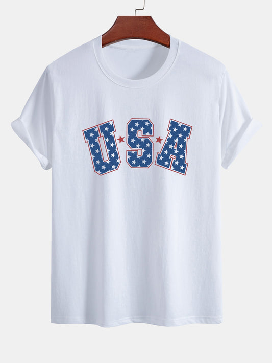 Regular Fit USA Print Cotton T-Shirt